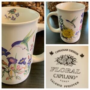 Capilano‎ Floral Hummingbird Mug Valerie Pfeiffer Korea Bird Lover Gift Gardener